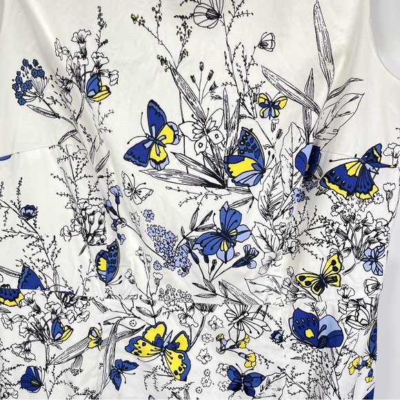 RSVP by Talbots- Floral Butterfly Sheath Print Dress - White, Blue, Yellow - Picture 3 of 9